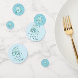Niedlich Octopus Baby Shower Kawaii Blue Boy Konfetti