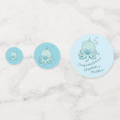 Niedlich Octopus Baby Shower Kawaii Blue Boy Konfetti (Rückseiten)