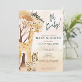 Niedlich Oh Baby Boy Safari Baby Dusche Einladung (Stehend Vorderseite)