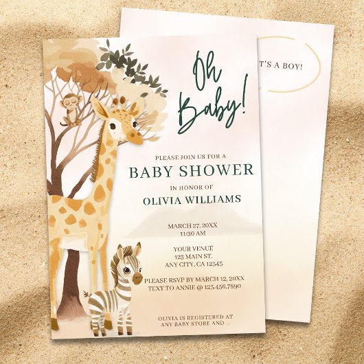Niedlich Oh Baby Boy Safari Baby Dusche Einladung