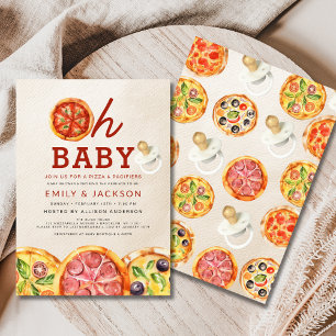 Niedlich Oh Baby Pizza & Schnullers Kinderdusche Einladung