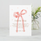 Niedlich Oh Baby Polka Dot Bow Babydusche Dankeskarte (Stehend Vorderseite)