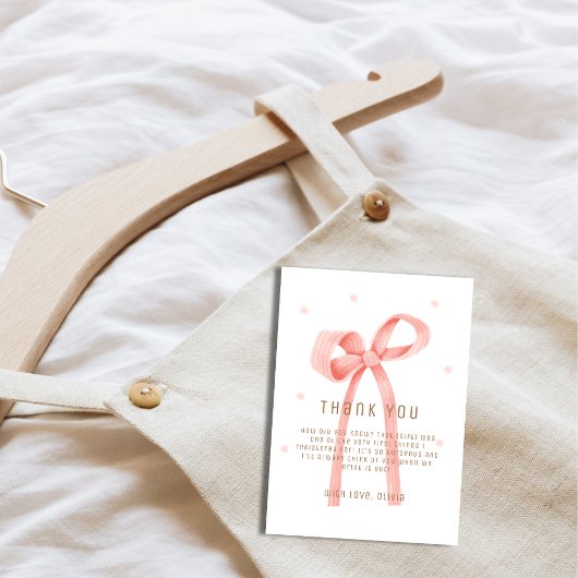 Niedlich Oh Baby Polka Dot Bow Babydusche Dankeskarte