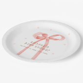 Niedlich Oh Baby Polka Dot Bow Babydusche Pappteller (Schrägansicht)