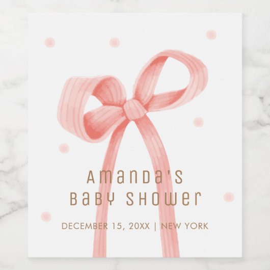 Niedlich Oh Baby Polka Dot Bow Babydusche Weinetikett (Einzelnes Label)