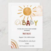 Niedlich OH Baby Watercolor Sonnenschein Babydusch Einladung (Vorne/Hinten)