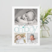 Niedlich Oh Boy Aquamarin Blue Heart Collage Foto  Ankündigung (Stehend Vorderseite)