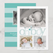 Niedlich Oh Boy Aquamarin Blue Heart Collage Foto  Ankündigung (Vorne/Hinten)