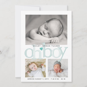 Niedlich Oh Boy Aquamarin Blue Heart Collage Foto  Ankündigung