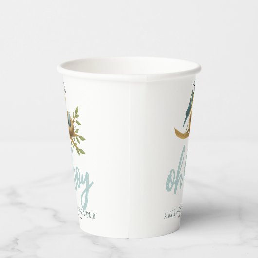 Niedlich Oh Boy Blue Bird Nest Baby Dusche Pappbecher (Rechts)