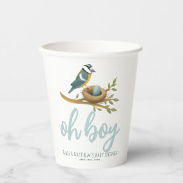 Niedlich Oh Boy Blue Bird Nest Baby Dusche Pappbecher