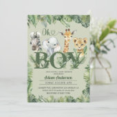 Niedlich Oh Boy Jungle Safari Babydusche Einladung (Stehend Vorderseite)