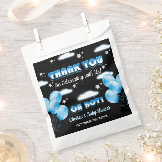Niedlich Oh Boy Night Blue Balloons Moderne Babydu Geschenktütchen (Ausgeschnitten)