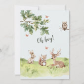 Niedlich Oh Boy Woodland Animals Grüne Kinderdusch Einladung (Rückseite)