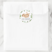 Niedlich Oh Deer Baby Dusche Runder Aufkleber (Tasche)