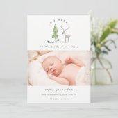 Niedlich Oh Deer Minimal Foto Geburtserklärung Dankeskarte (Stehend Vorderseite)