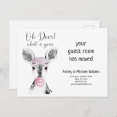 Niedlich Oh Deer Was für ein Jahr bewegende Ankünd Ankündigungspostkarte (Vorne/Hinten)