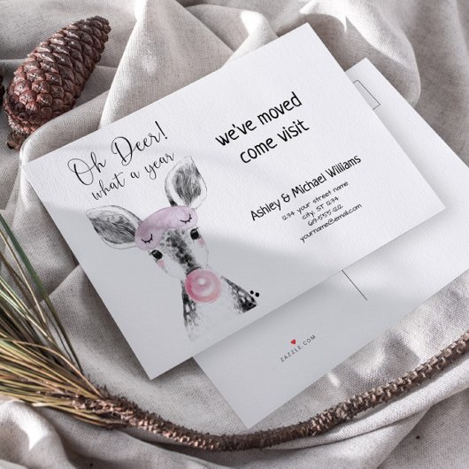 Niedlich Oh Deer Was für ein Jahr bewegende Ankünd Ankündigungspostkarte