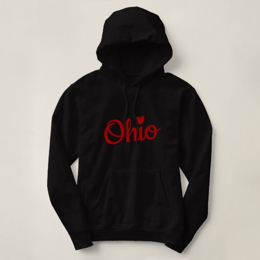Niedlich Ohio Red Script OH Karte Liebe Zuhause Bu Hoodie (Design vorne)
