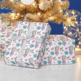 Niedlich Oink Blue Flower Giro Geschenkpapier