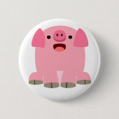 Niedlich Oinking Cartoon Pig Button Abzeichen (Vorderseite)