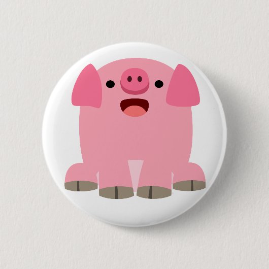 Niedlich Oinking Cartoon Pig Button Abzeichen (Vorderseite)