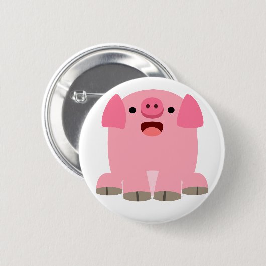 Niedlich Oinking Cartoon Pig Button Abzeichen (Vorne & Hinten)