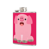 Niedlich Oinking Cartoon Pig Flachmann (Links)