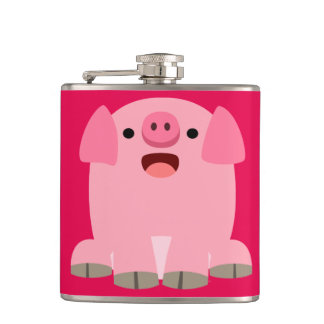 Niedlich Oinking Cartoon Pig Flachmann