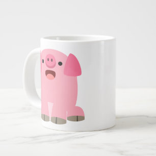 Niedlich Oinking Cartoon Pig Jumbo-Tasse