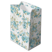 Niedlich Olive Green Aqua Türkis Flora Aqua Mittlere Geschenktüte (Rückseite Schrägansicht)