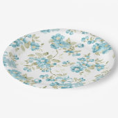 Niedlich Olive Green Aqua Türkis Flora Aqua Pappteller (Schrägansicht)