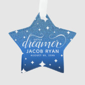 Niedlich Ombre Blue Glitzer Starry Tiny Dancer Bab Ornament (Rückseite)