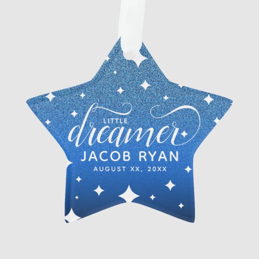 Niedlich Ombre Blue Glitzer Starry Tiny Dancer Bab Ornament (Rückseite)