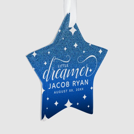 Niedlich Ombre Blue Glitzer Starry Tiny Dancer Bab Ornament (Vorderseite)