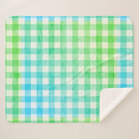 Niedlich Ombre Kariert Gingham Country Farmhouse Sherpadecke (Vorderseite (Horizontal))
