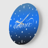 Niedlich Ombre Midnight Blue Starry Little Dreamer Große Wanduhr (Winkel)