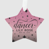 Niedlich Ombre Pink Glitzer Starry Tiny Dancer Bab Ornament (Rückseite)