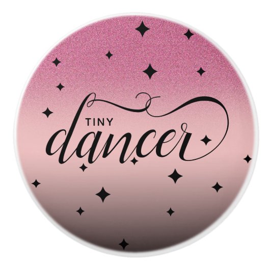 Niedlich Ombre Pink Glitzer Starry Tiny Dancer Keramikknauf (Vorderseite)