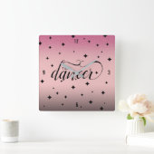 Niedlich Ombre Pink Glitzer Starry Tiny Dancer Quadratische Wanduhr (Zuhause)