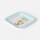 Niedlich One Albern Goose Blue Gingham 1. Geburtst Pappteller (Gewinkelt)