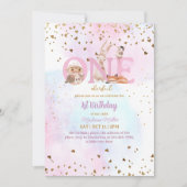 Niedlich One Baby Girl 1. Geburtstag Party Einladung (Vorderseite)