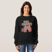 Niedlich One Groovy Gal Floral Rainbow Retro Fraue Sweatshirt (Vorne ganz)
