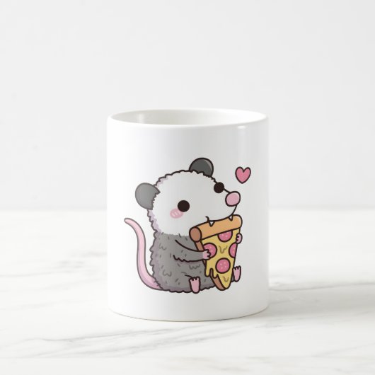 Niedlich Opossum Eating Pepperoni Pizza Kaffeetasse (Mittel)