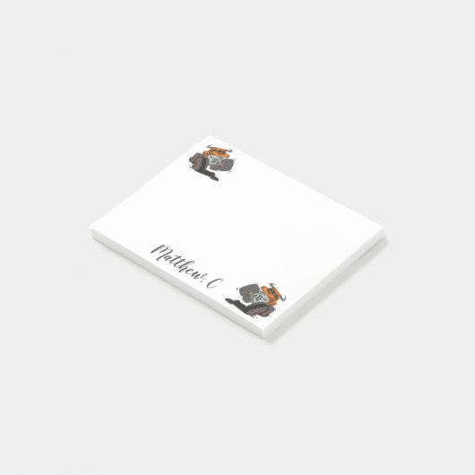 Niedlich Orange Black Monster Name Personalisiert Post-it Klebezettel (angewinkelt)