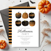 Niedlich Orange Black Pumpkins Halloween Einladung