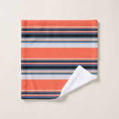 Niedlich-orange-blaue Streifen Badhandtuch Set (Waschlappen)