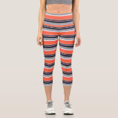 Niedlich-orange-blaue Streifen Capri Leggings (Vorderseite)