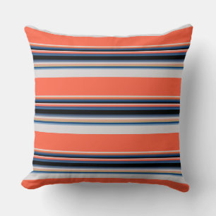 Niedlich-orange-blaue Streifen Kissen