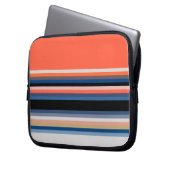 Niedlich-orange-blaue Streifen Laptopschutzhülle (Vorderseite Links)